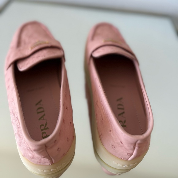 New PRADA Ostrich Leather Loafers $3,200 40 - Picture 11 of 12